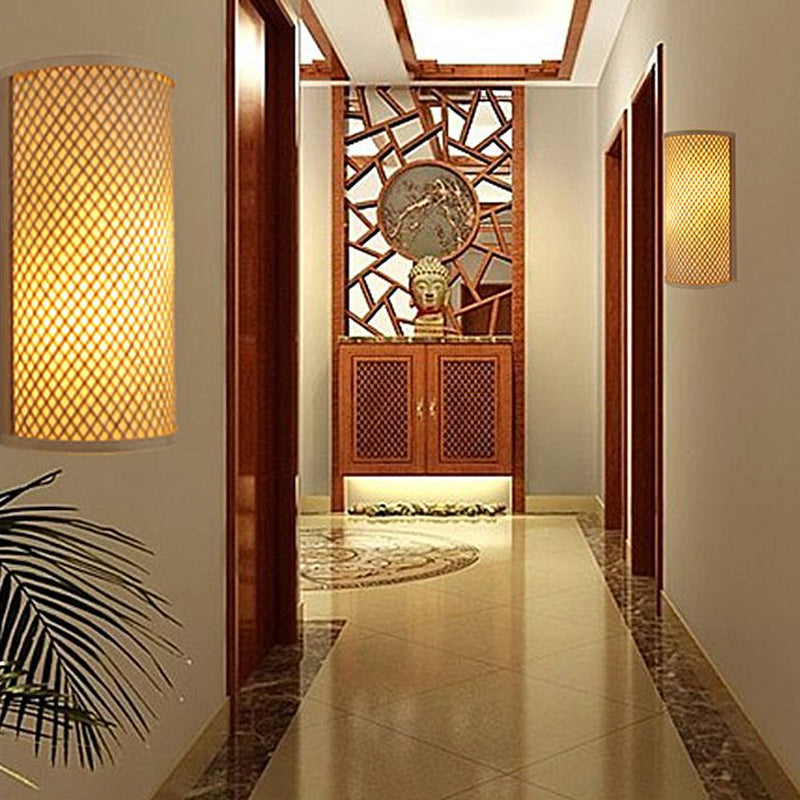 Minimalist Bamboo & Rattan Wall Light