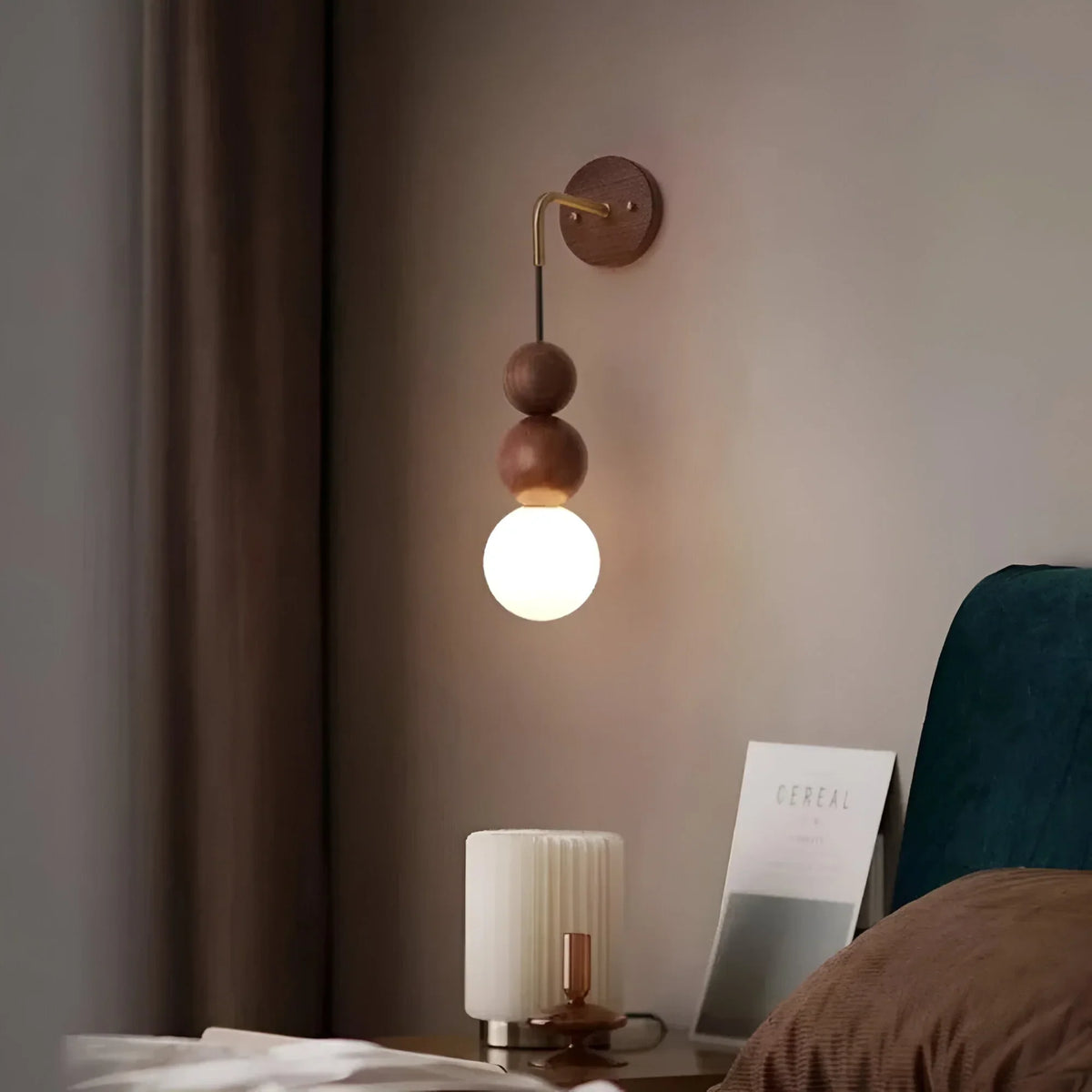 Walnut & Brass LED Wall Light