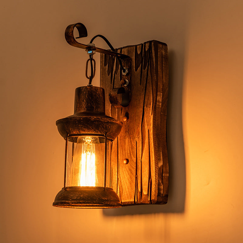 Industrial Lantern Wall Light – Iron & Glass Fixture