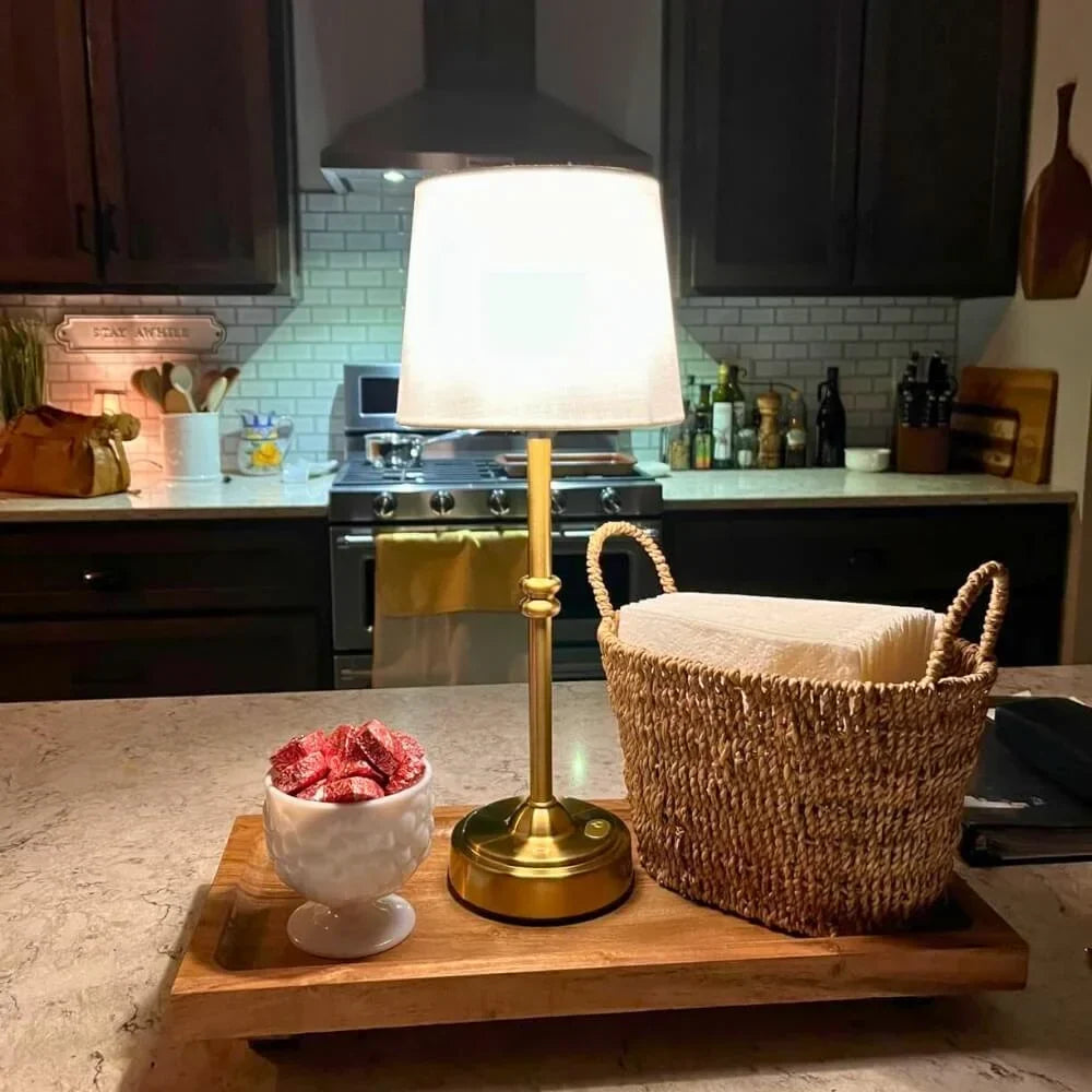 Retro Cordless LED Table Lamp with Fabric Shade – image 12