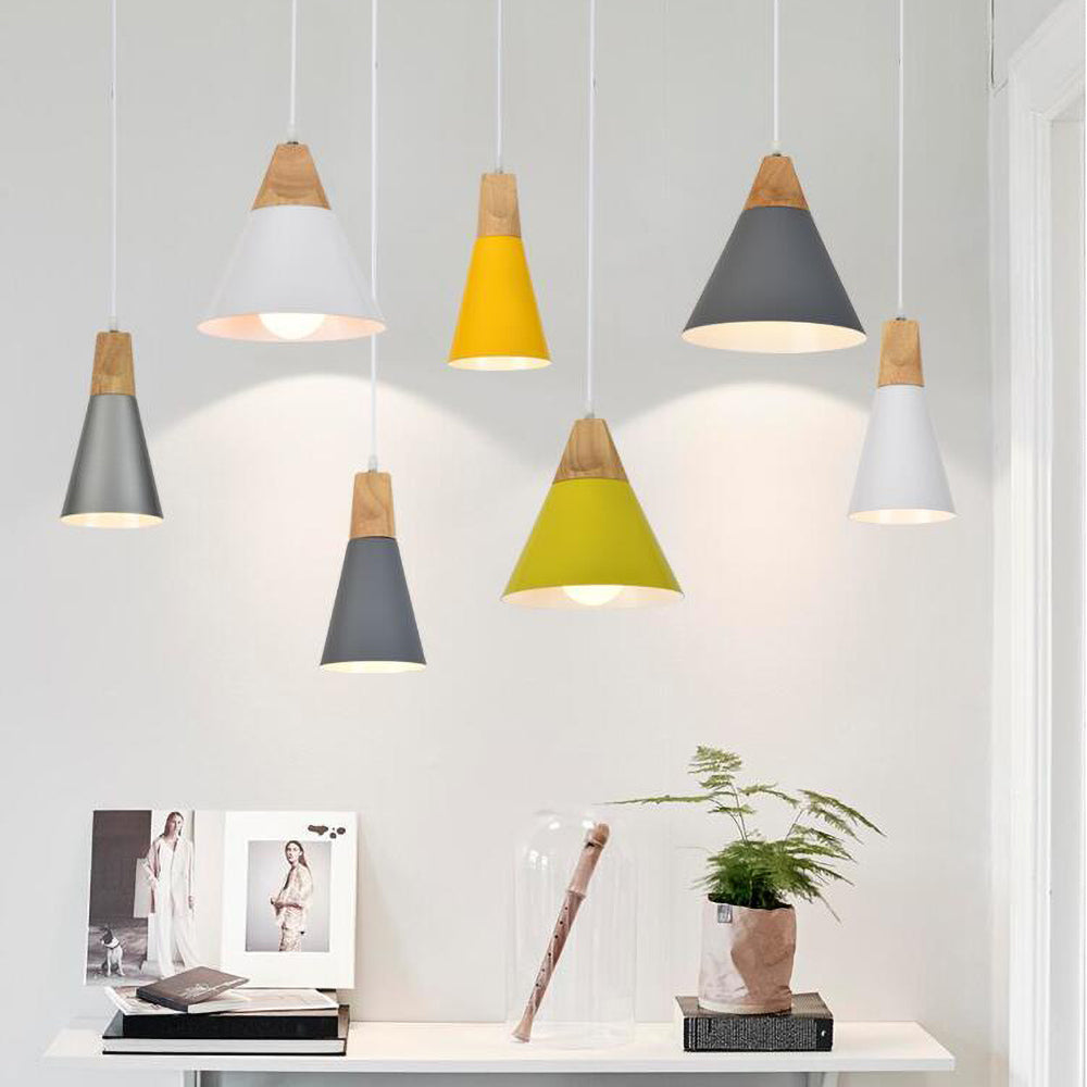 Wood & Metal Pendant Light – Nordic Ceiling Lamp