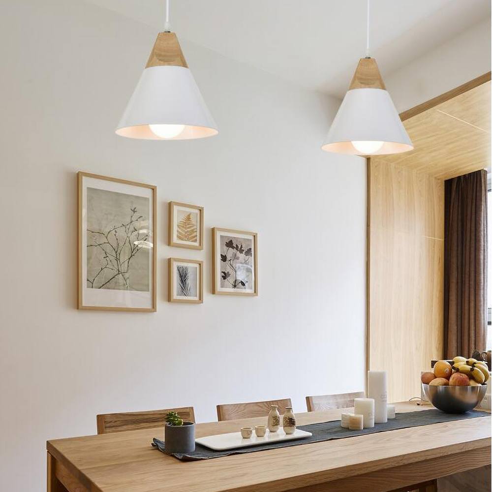 Wood & Metal Pendant Light – Nordic Ceiling Lamp