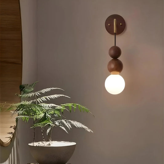 Walnut & Brass LED Wall Light