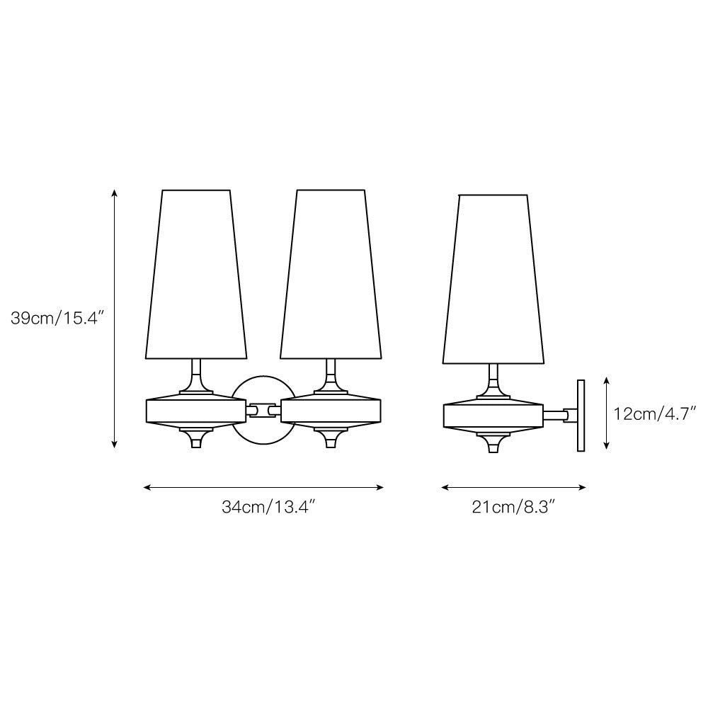 Walnut and Brass Wall Lamp with Linen Shade – image 4
