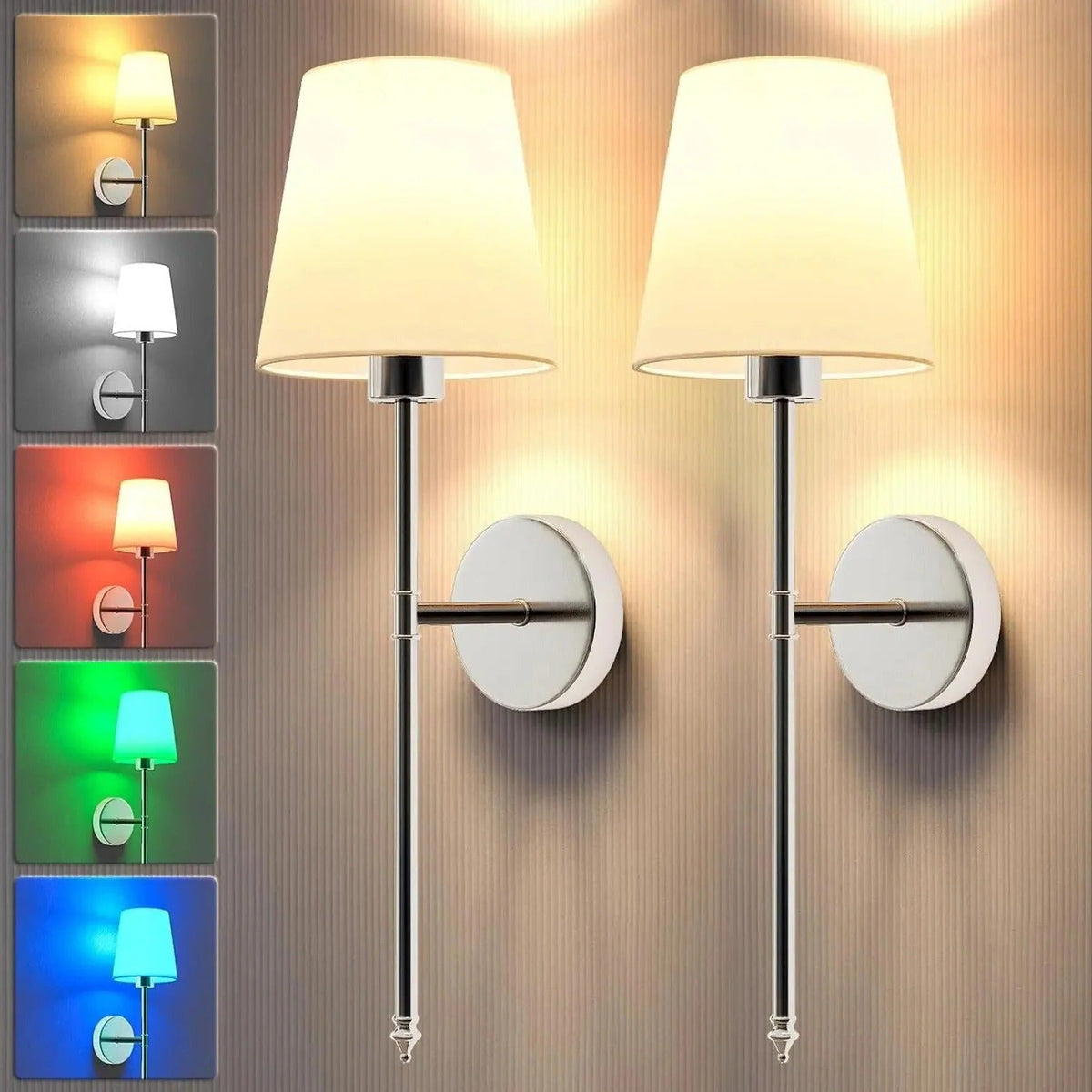 Rechargeable Wireless LED Wall Lights – Set of 2