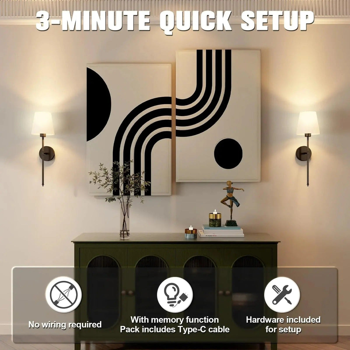 Rechargeable Wireless LED Wall Lights – Set of 2