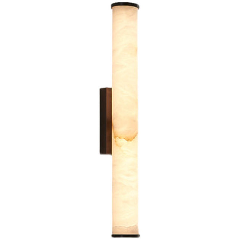 Marble-Effect LED Wall Sconce – Minimalist Copper-Accent Light image 1