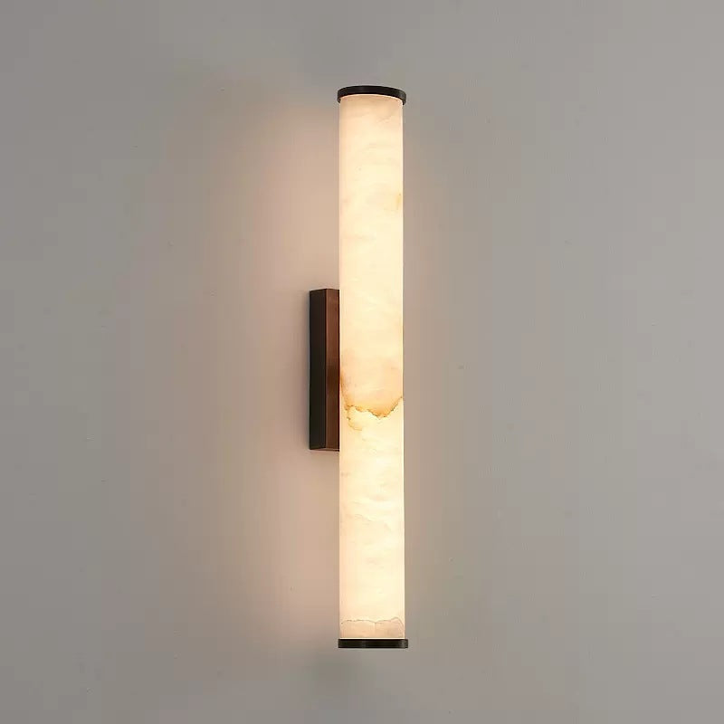 Marble-Effect LED Wall Sconce – Minimalist Copper-Accent Light image 3