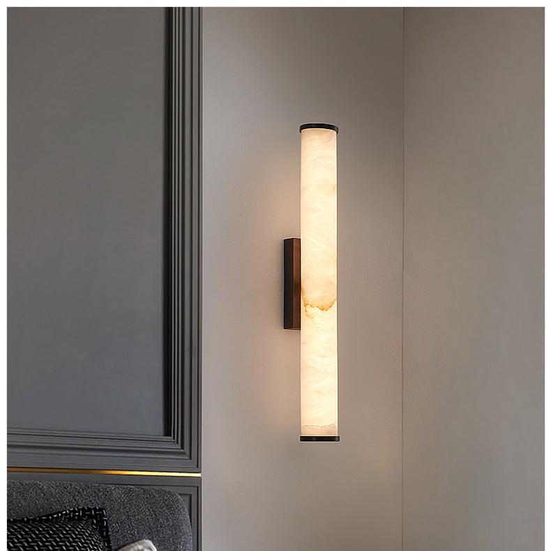 Marble-Effect LED Wall Sconce – Minimalist Copper-Accent Light image 4