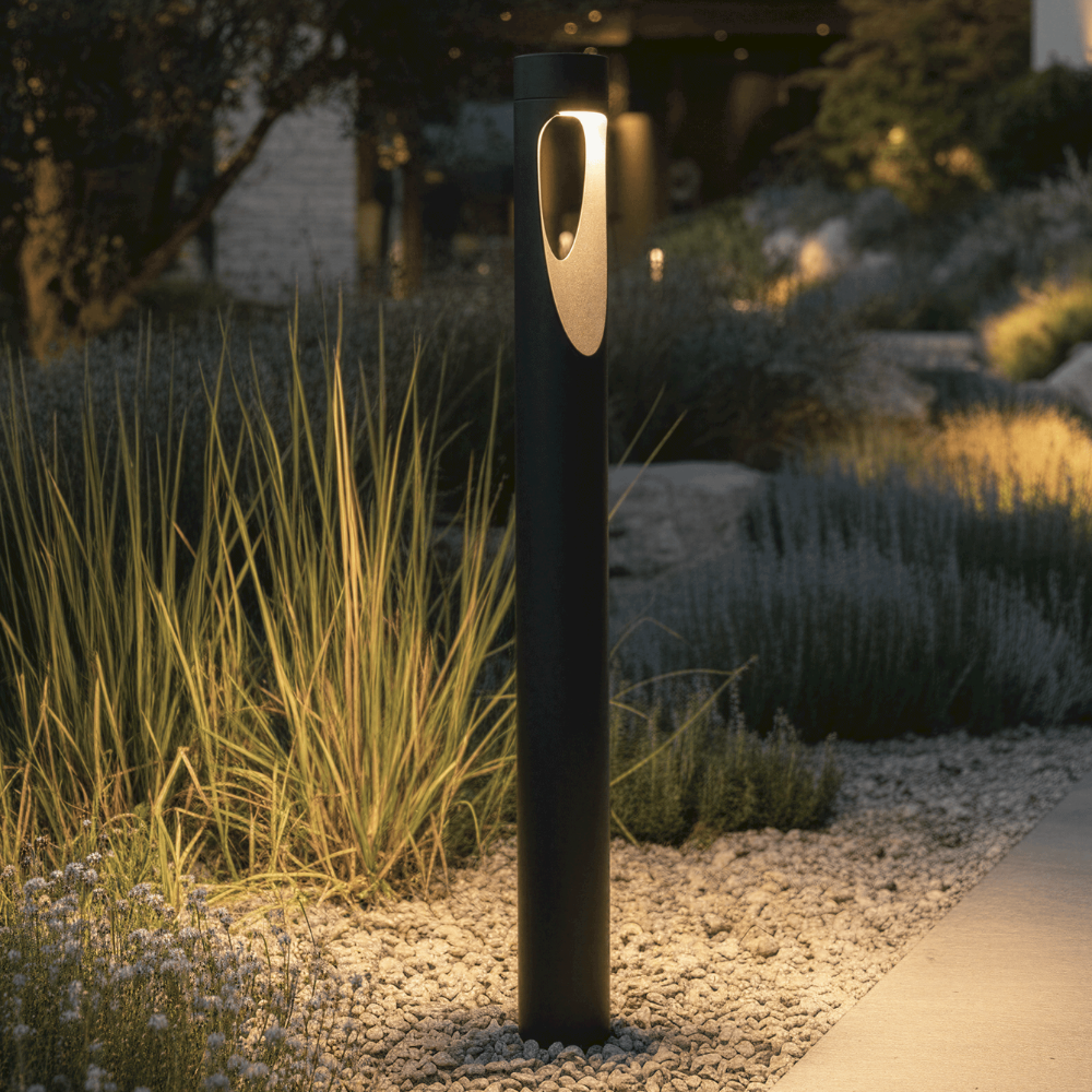 Tall LED Floor Lamp – Black Round-Base Light