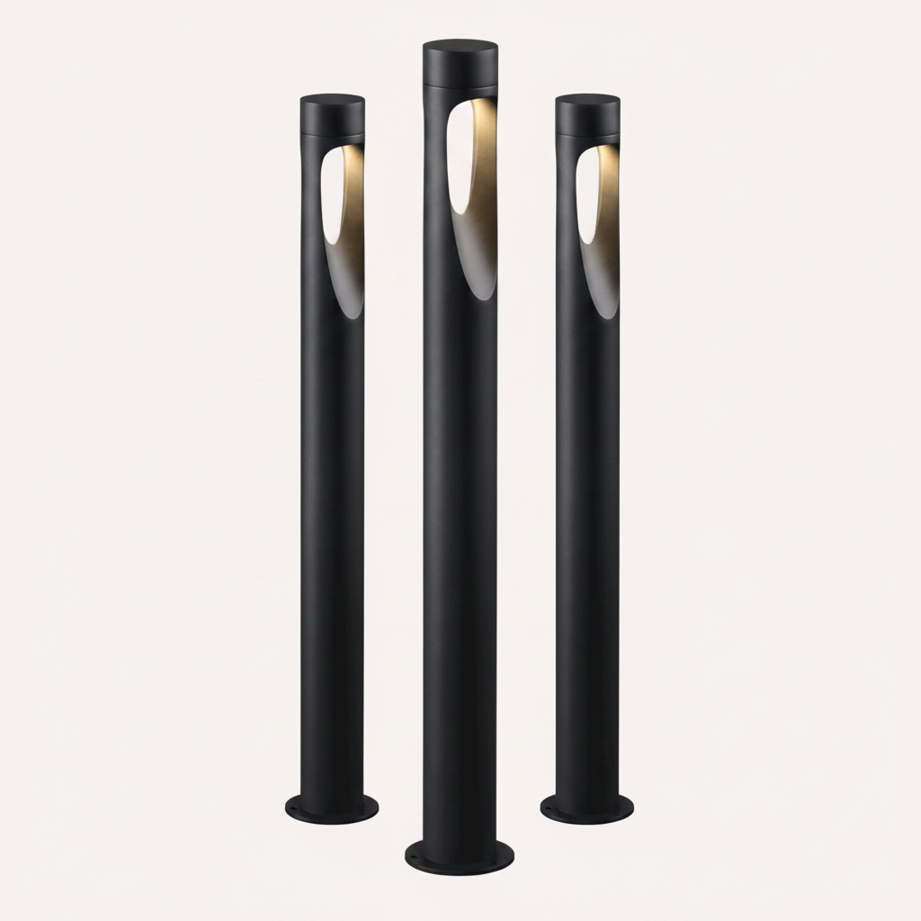 Tall LED Floor Lamp – Black Round-Base Light