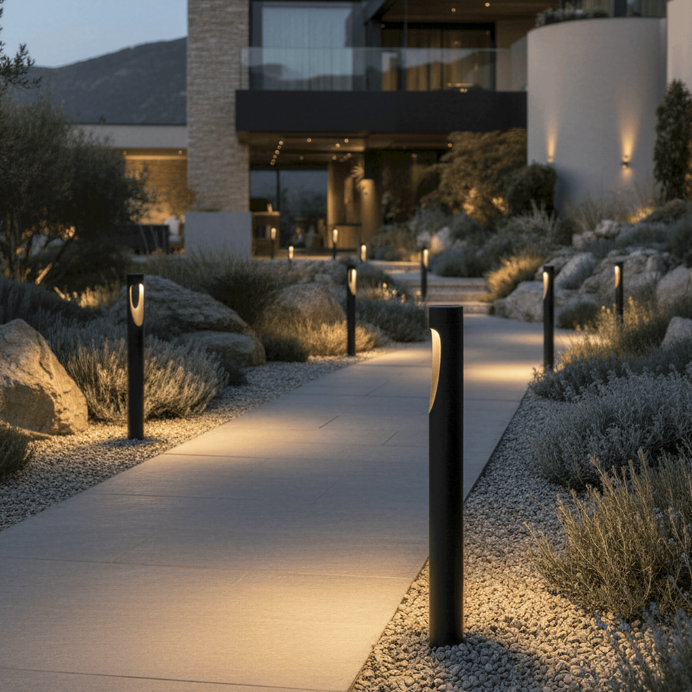 Tall LED Floor Lamp – Black Round-Base Light