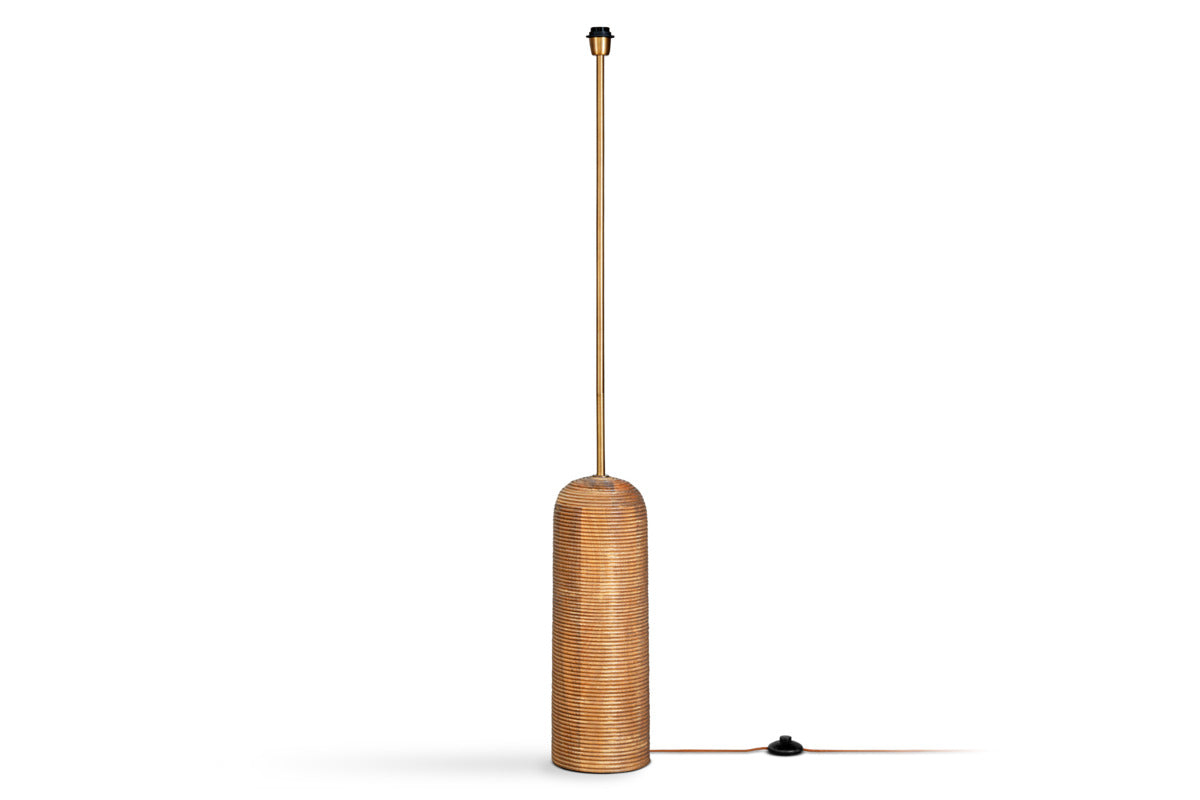 Natural grooved mango wood floor lamp base