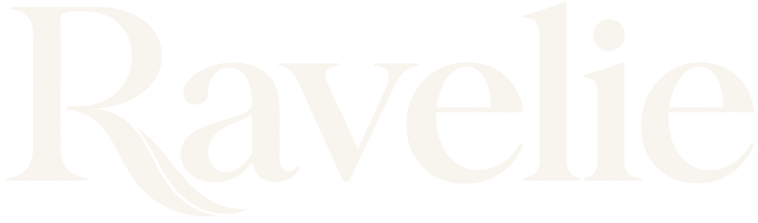 Ravelie logo in warm ivory
