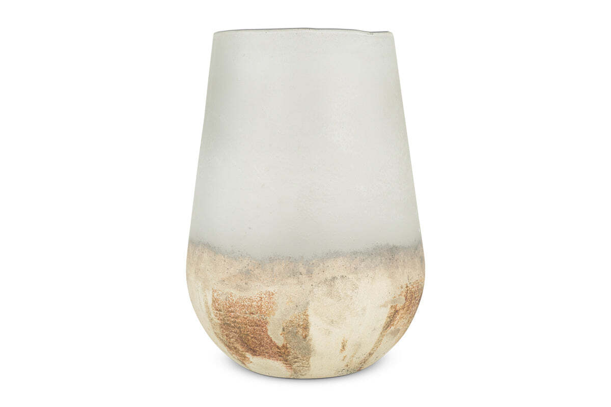 Aged smoke recycled glass vase
